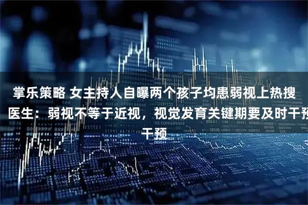 掌乐策略 女主持人自曝两个孩子均患弱视上热搜，医生：弱视不等于近视，视觉发育关键期要及时干预